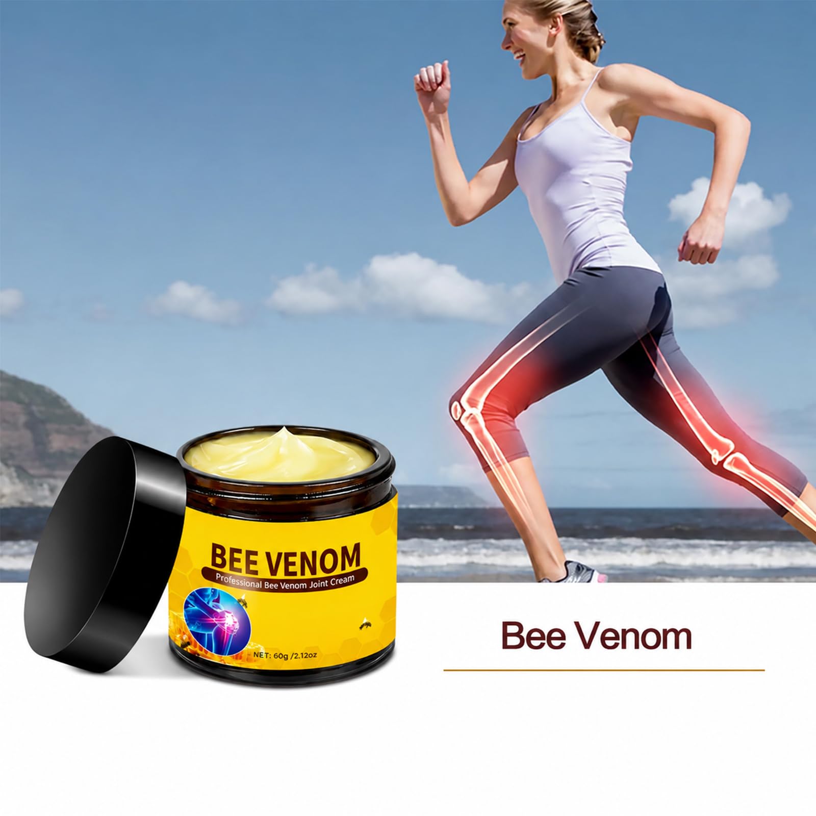 huatinent 2Pcs Bee Venom Cream,Bee Venom Relief Bone Healing Cream,Professional Bee Venom Joint Cream,For Back,Knee,Hands,Neck,Feet,All Skin Types