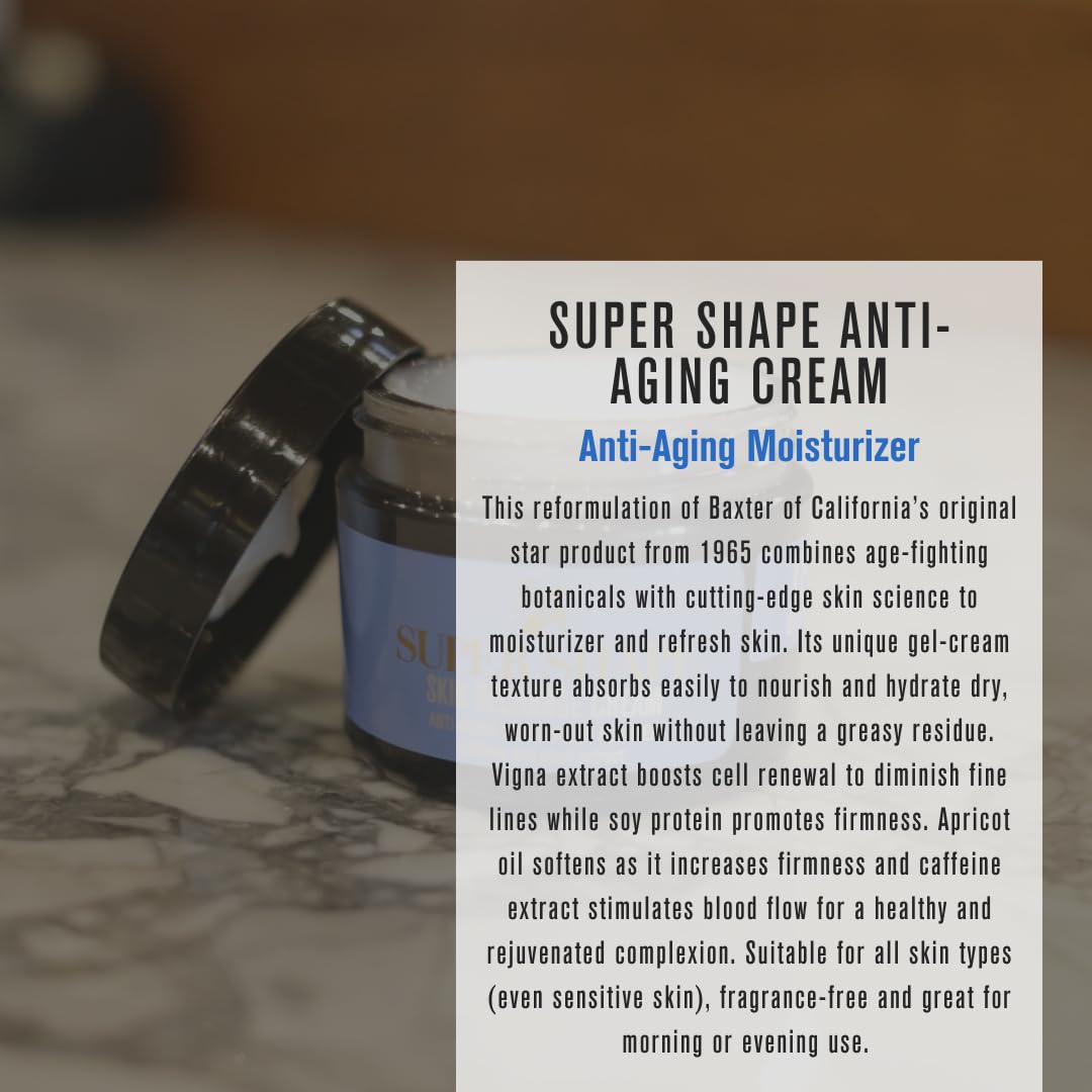 Super Shape Skin Recharge Cream by Baxter of California for Men, featuring a jar of revitalizing skincare cream with a minimalist label.