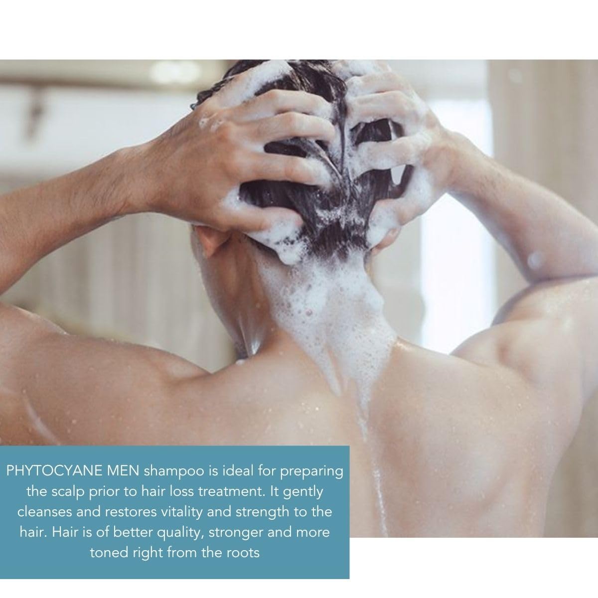 PHYTO PHYTOCYANE Men Invigorating Shampoo, Hair Thinning Treatment Shampoo, 8.45 fl.oz.