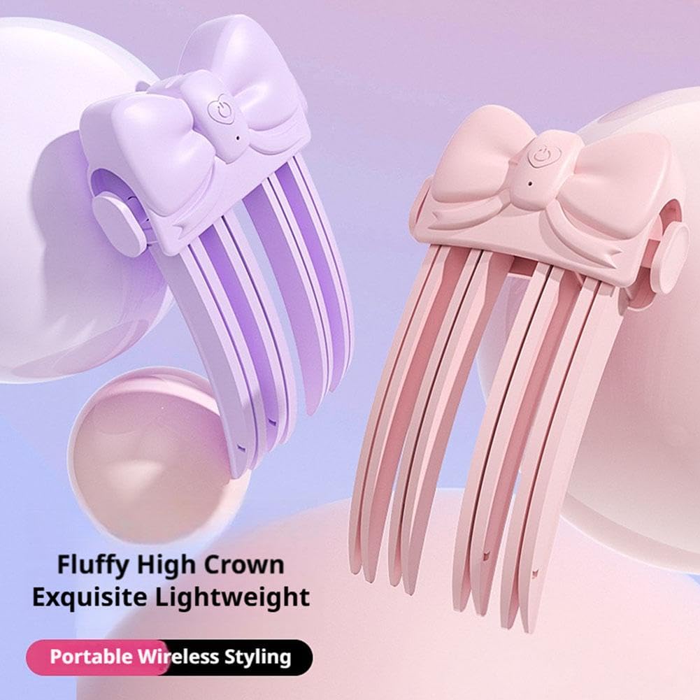 Cordless root volumizer clip with heat settings, USB rechargeable electric hair roller for quick volume touch-ups.