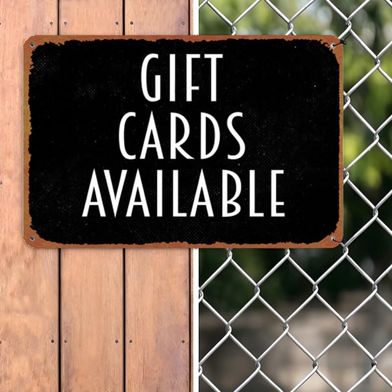 Vintage Gift Cards Available Metal Sign 8x12 Inch Aluminum Retro - Product Imagery