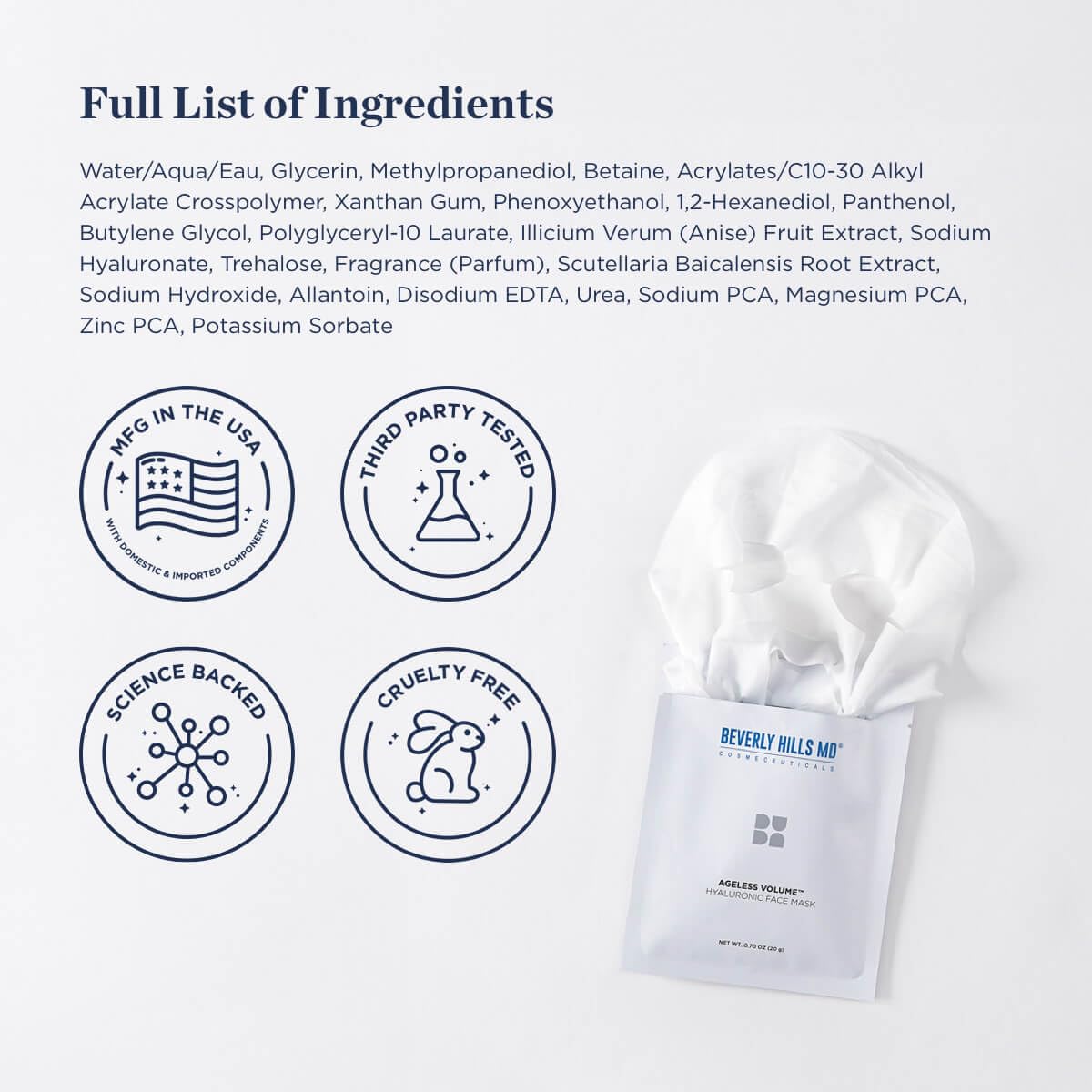 Beverly Hills MD Ageless Volume Hyaluronic Face Mask 8 Pack - Beverly Hills MD Official Imagery - 7
