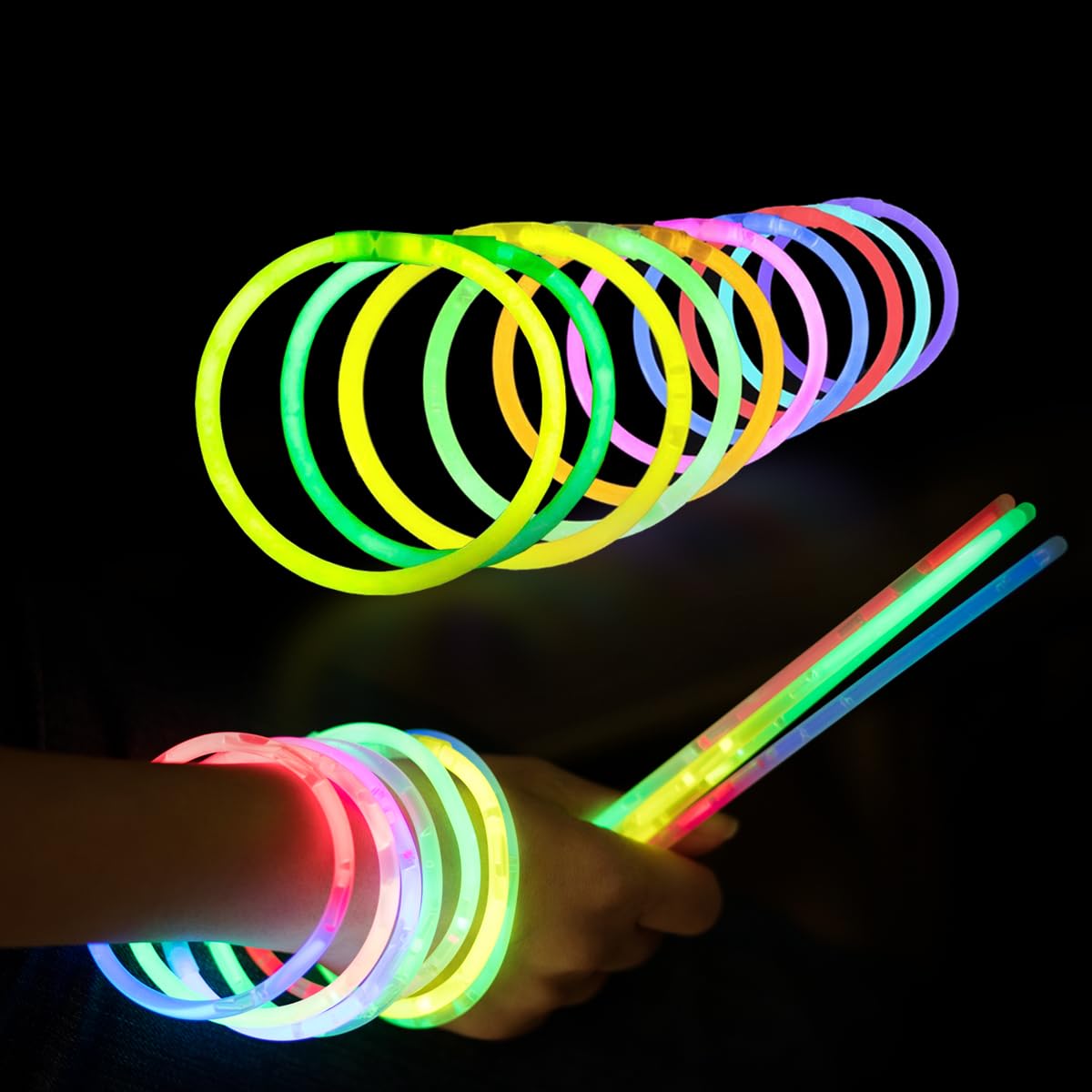 820 pcs Glow Sticks Bulk Glow in The Dark Party Supplies - Ammy Glow Official Imagery - 5