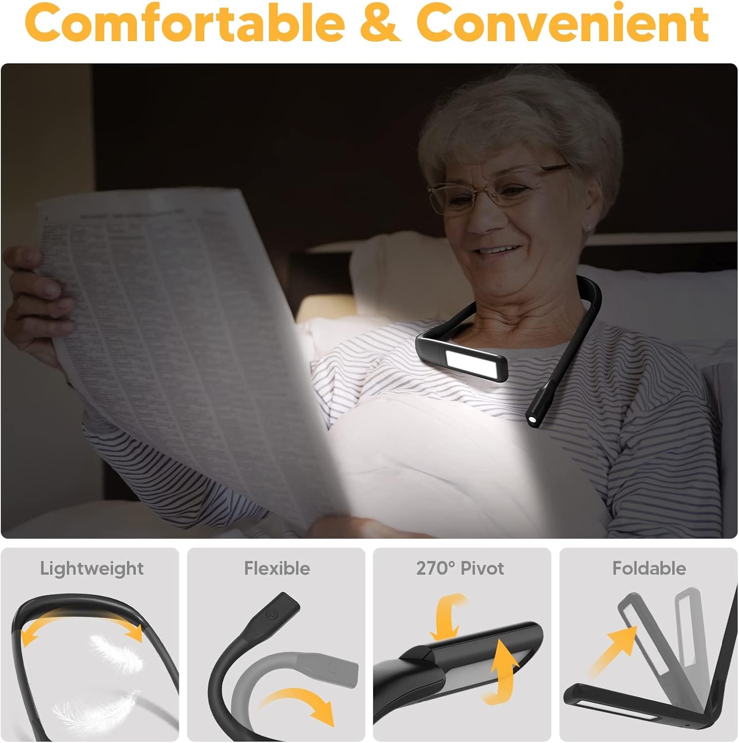 EastPin Rechargeable 2000mAh 10-80Hrs Eye-Friendly Wide Lamp Book Ligh - View 5