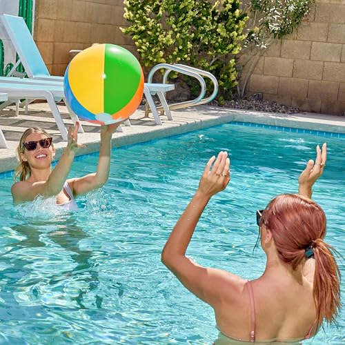 JOYIN 4-Pack 20" Beach Balls - Large Rainbow Beach Ball - Product Imagery