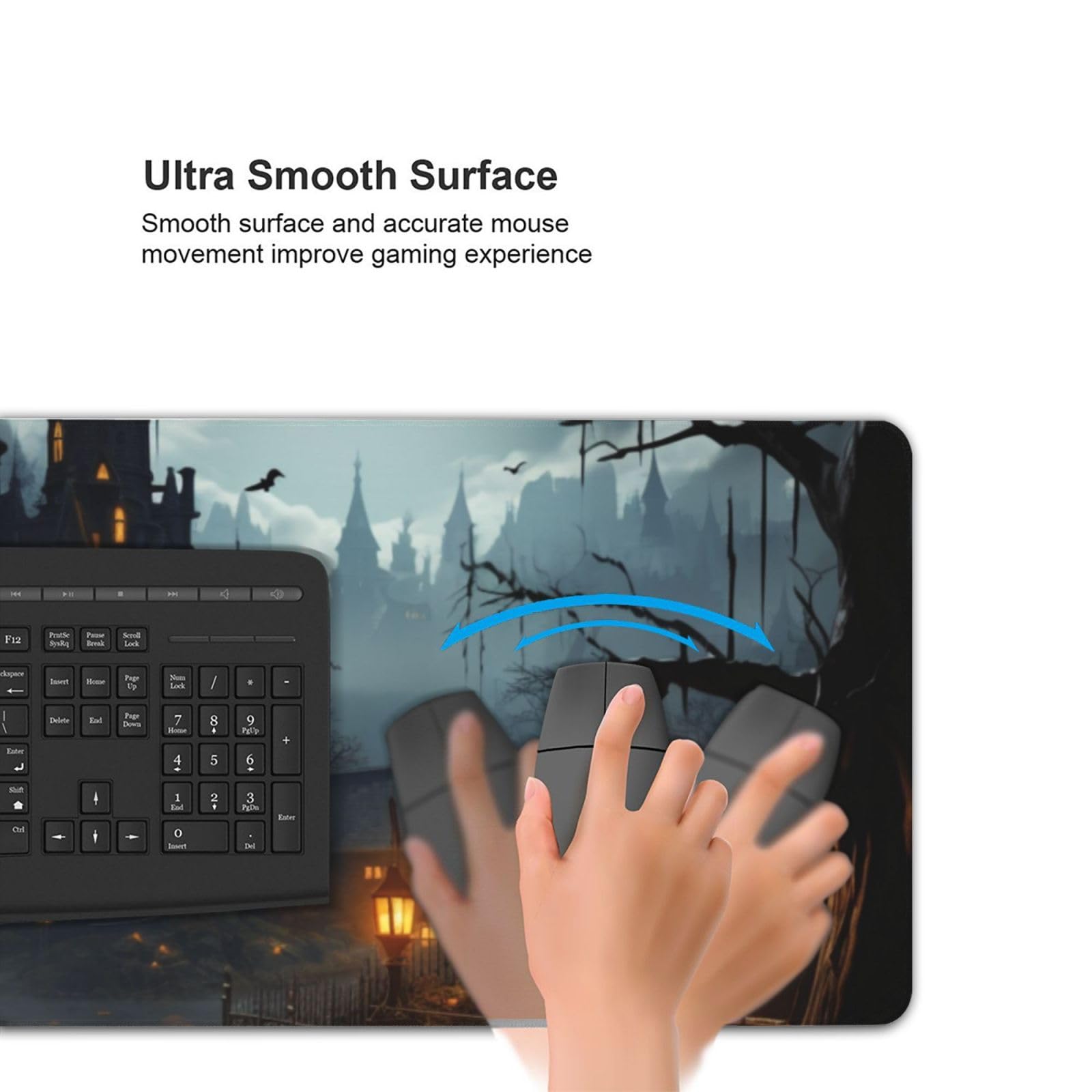 Large DDTKLSNV gaming desk pad, extended XXL mouse mat with stitched edges, non-slip surface, ideal for gaming and home office use.