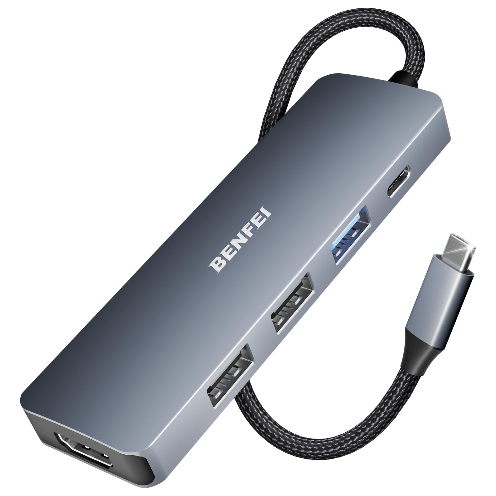 BENFEI 5-in-1 USB-C Hub, 4K HDMI, 100W PD, 3 USB-A