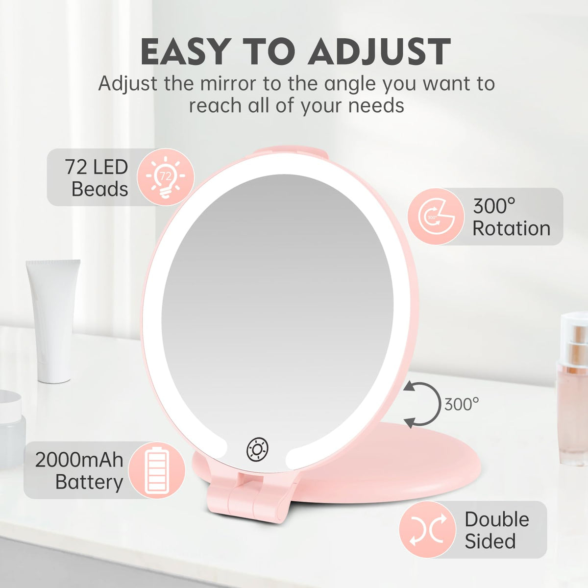 FUNTOUCH 7 Rechargeable Travel Makeup Mirror 10X Magnifying - FUNTOUCH Official Imagery - 4