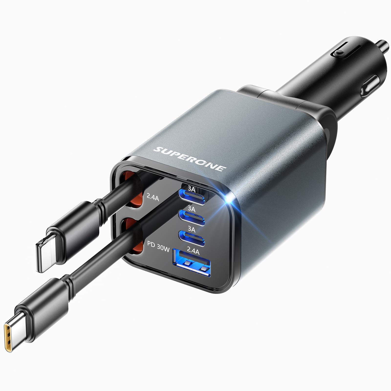 Retractable Car Charger, SUPERONE 99W Car Phone Charger with Dual - SUPERONE Official Product View 10