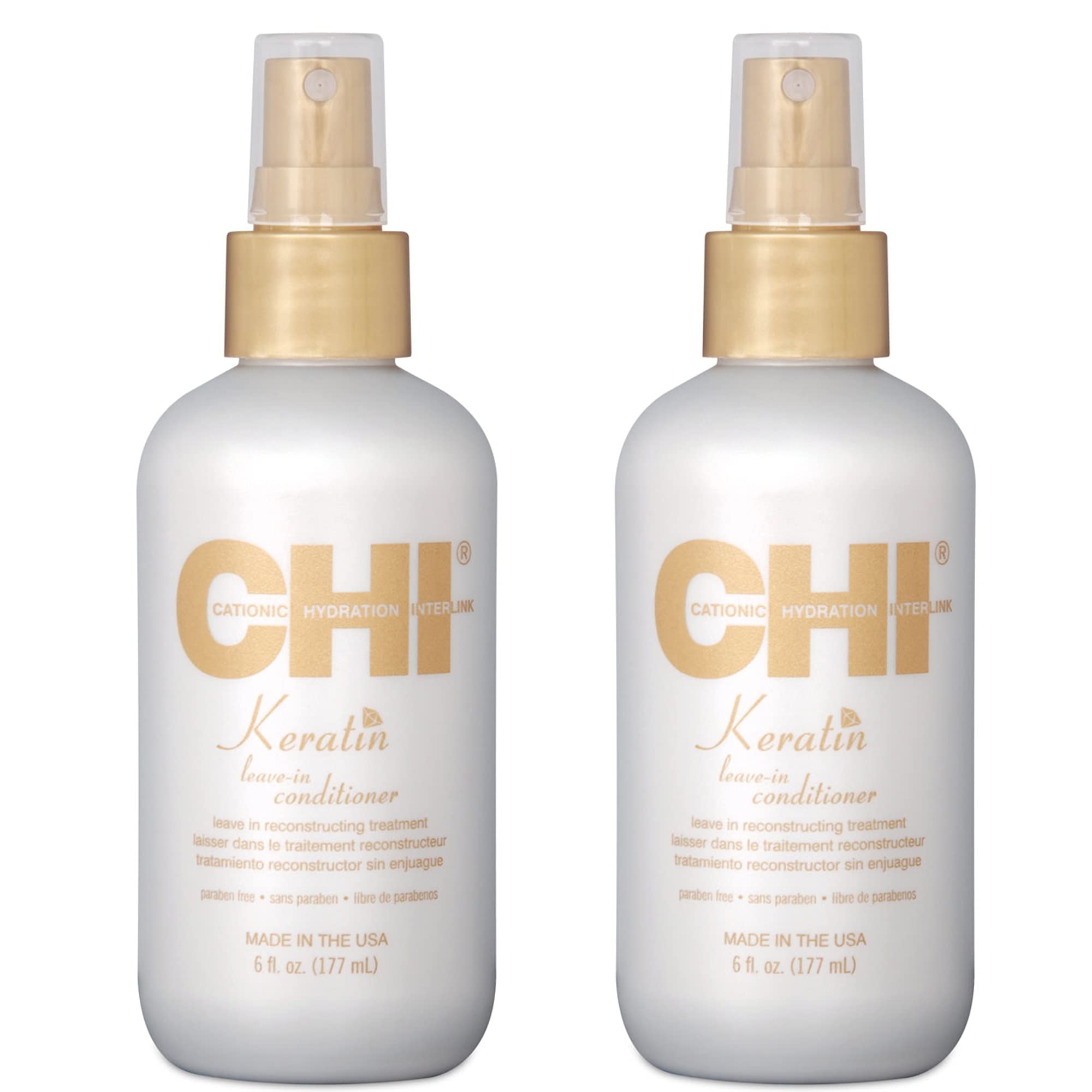 CHI Keratin Leave-in Conditioner, Hydrating Conditioner For Restoring Softness & Preventing Breakage, Great For Daily Use, Sulfate-free, 6 Oz (Pack of 2)