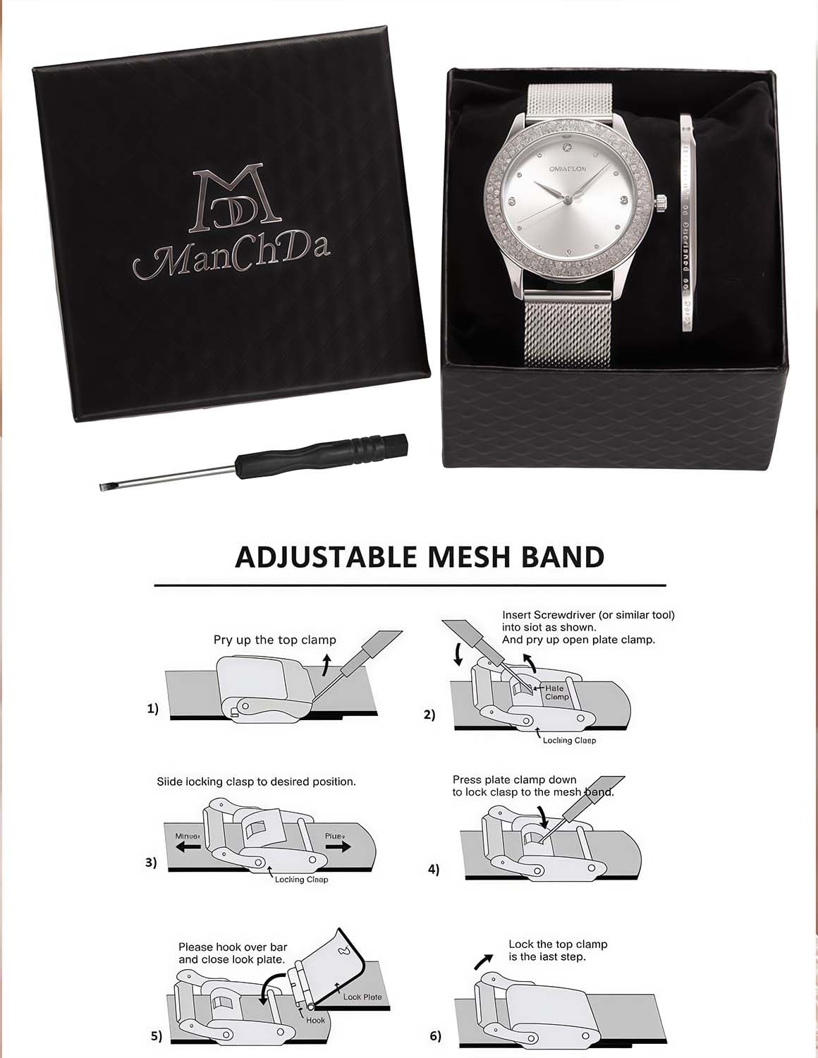ManChDa Womens Wrist Watch Crystal Case Mesh Stainless Steel - ManChDa Official Imagery - 8