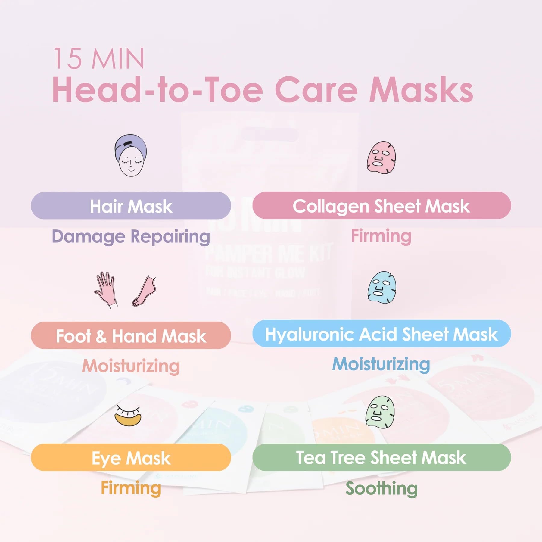 15 Min Pamper Me Kit Korean Spa Skincare Gift Set for Women-Head - Naisture