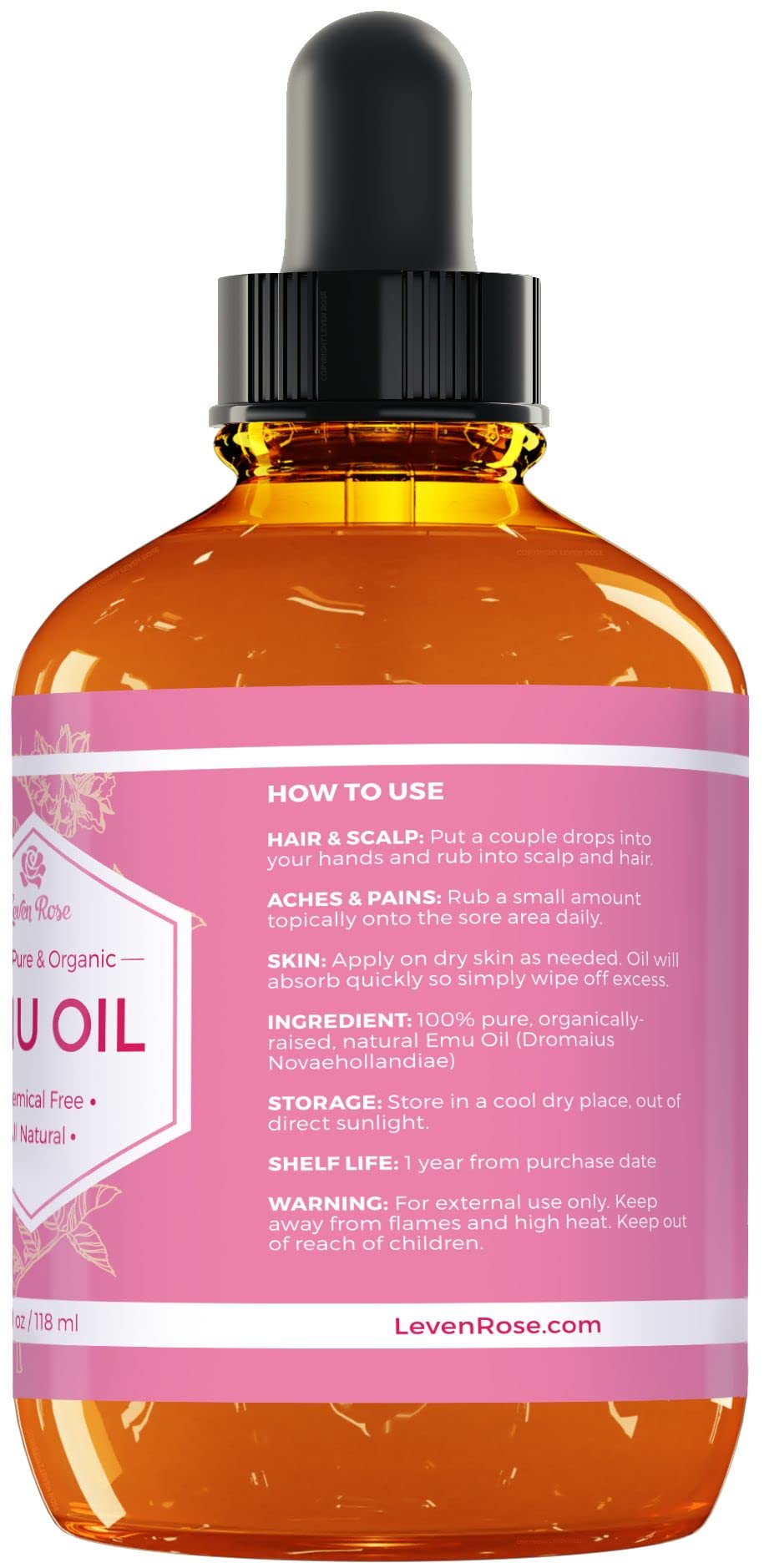 Leven Rose Emu Oil 100 Pure Natural Hair Strengthener Anti - Leven Rose Official Imagery - 3