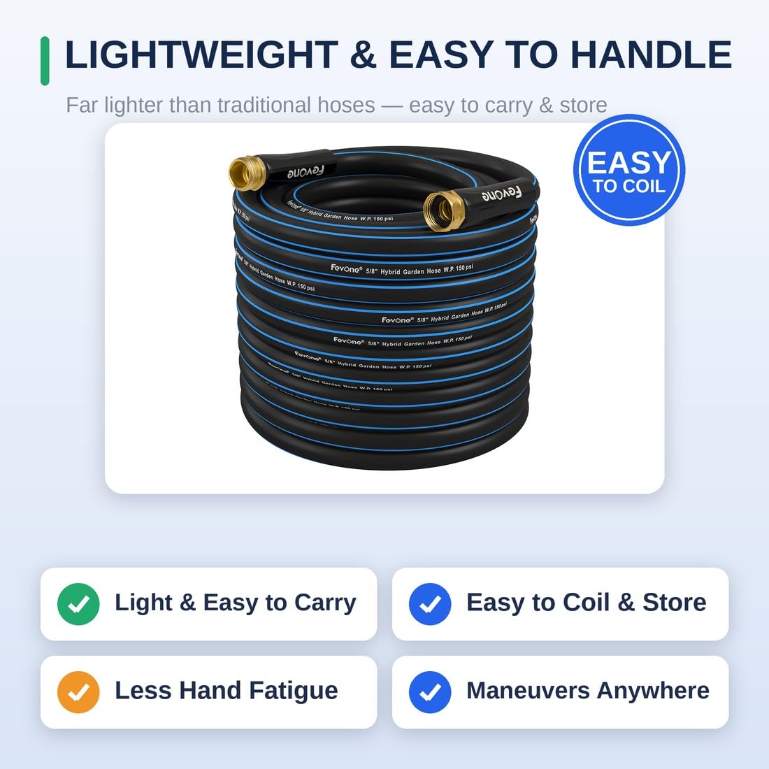 FEVONE Kink Free Garden Hose 100 ft, Heavy Duty Water Hose - FEVONE Official Product View 5