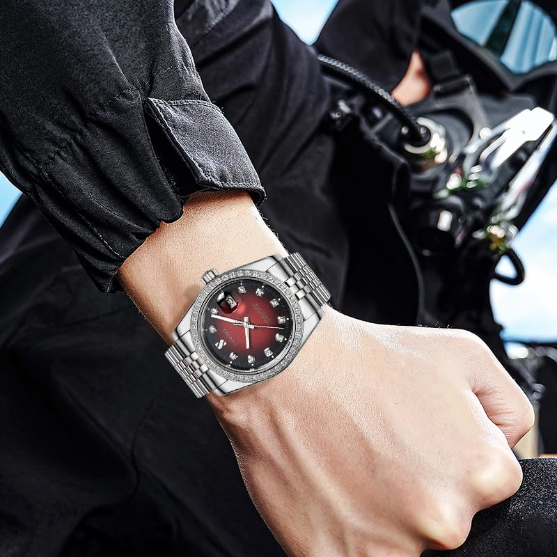 Gosasa Men's Automatic Mechanical Watch – Silver Red