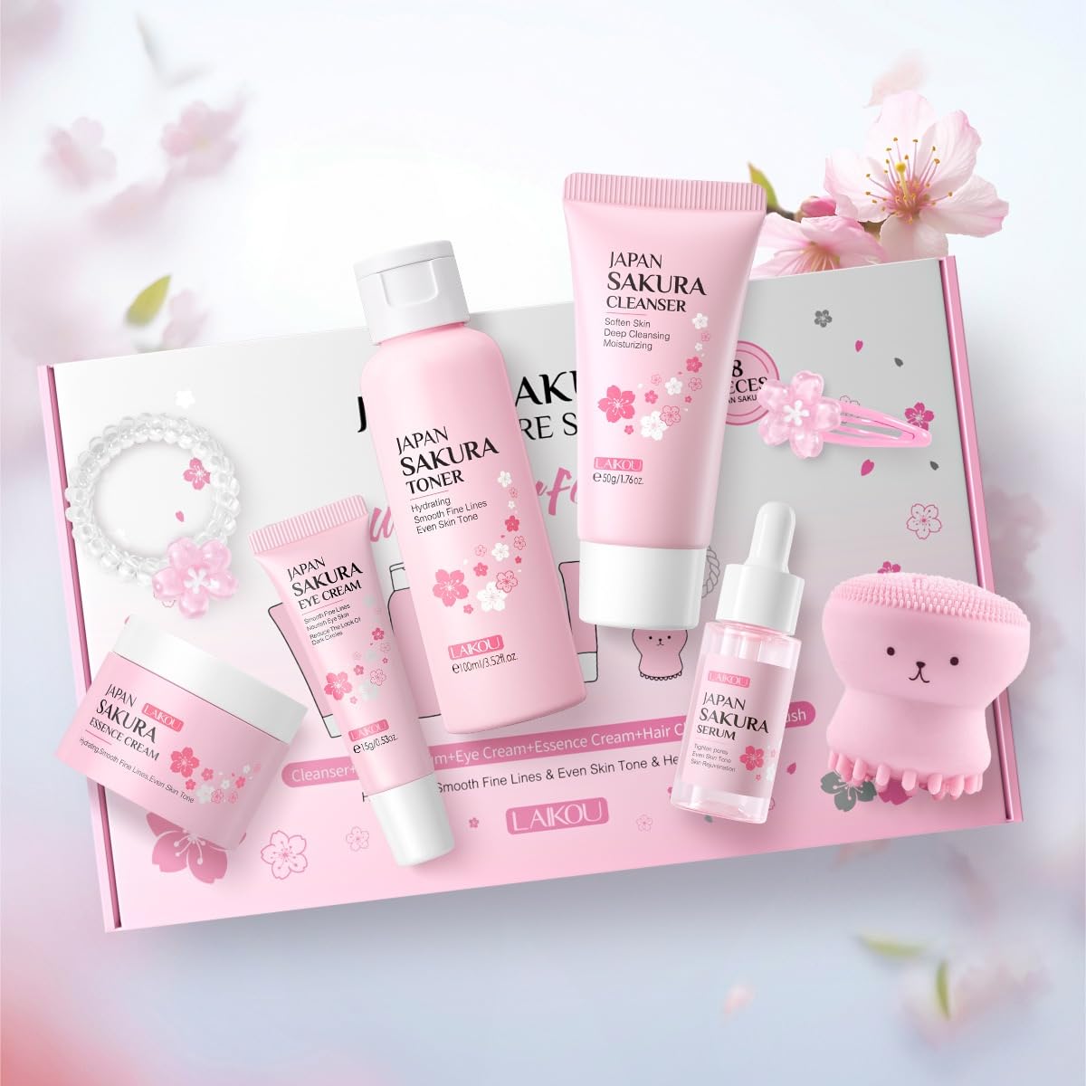 1 Pack Skin Care Set, Containing Facial Cleanser + Toner + Serum - Product Imagery