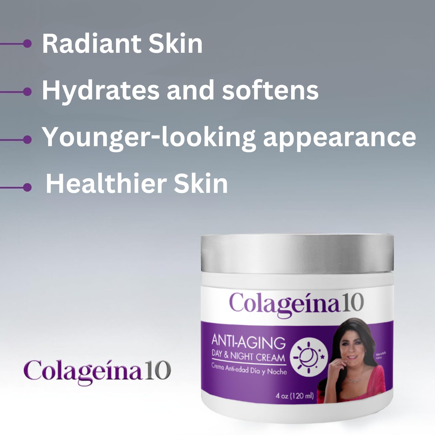 Colageina 10 Anti-aging Day and Night Cream Skincare Treatment with Hydrolyzed Collagen, Restores Skin Elasticity and Glow, 4 Ounces, Jar - Colageina 10 Official Product View 5