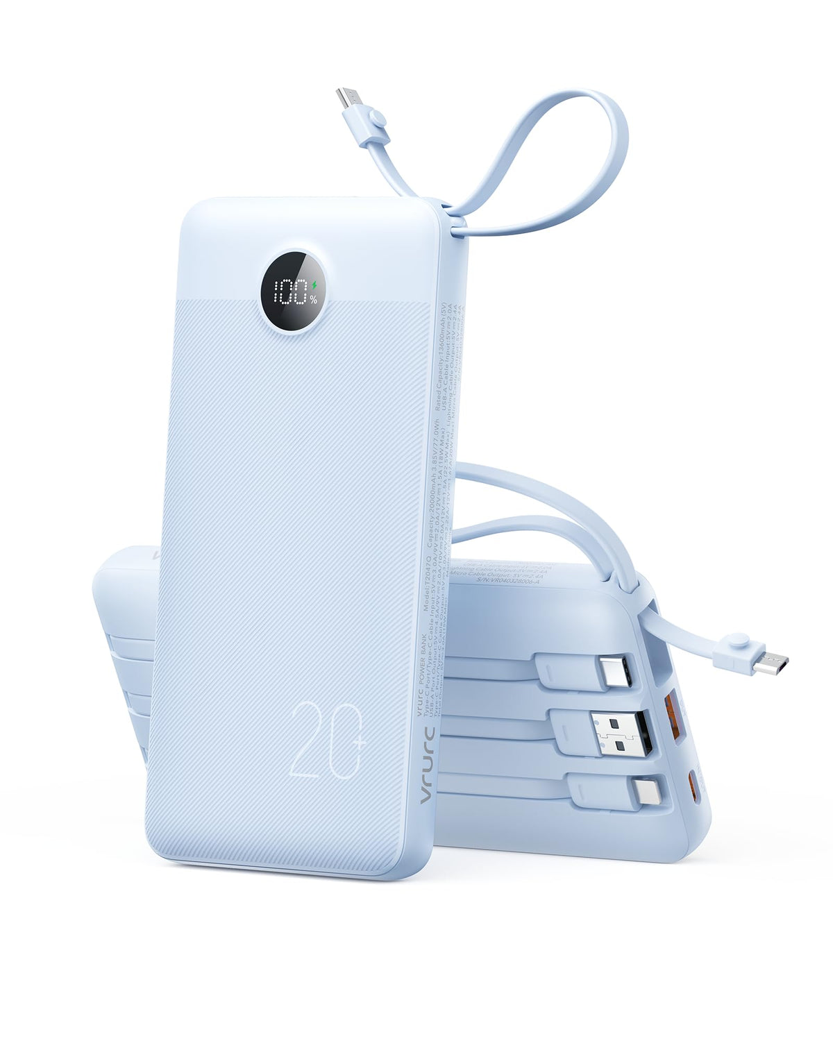VRURC Portable Charger 4 Built in Cable 20000mAh Power Bank - VRURC Official Imagery - 1