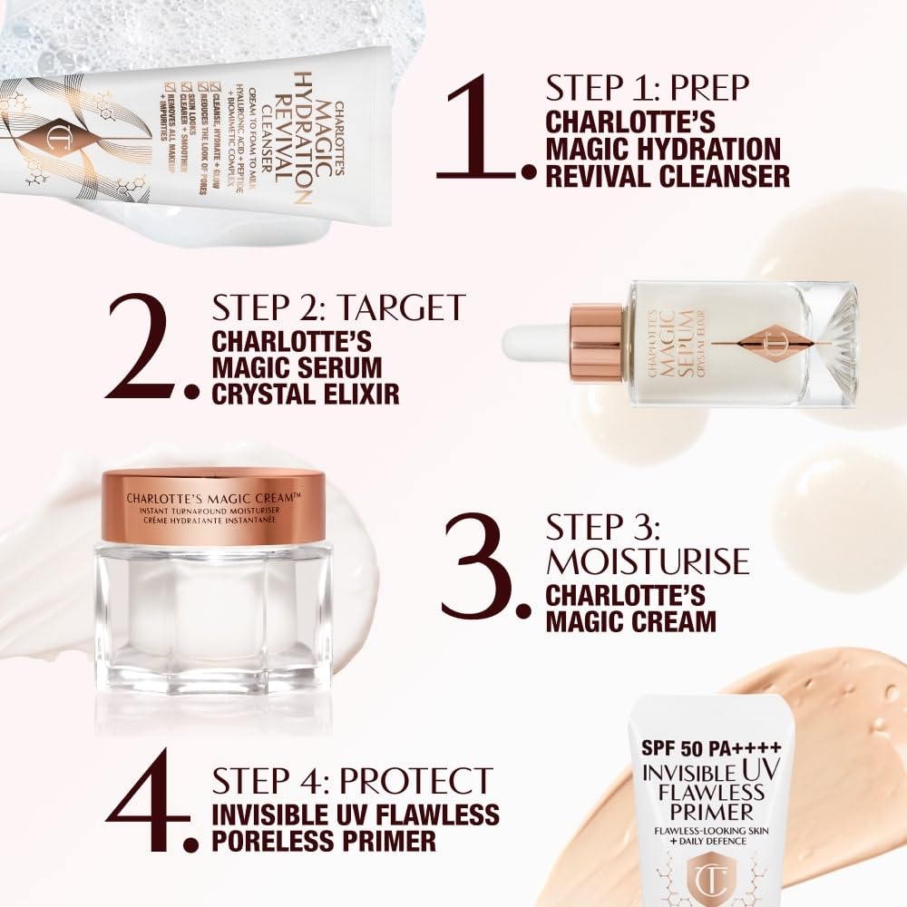 Charlotte Tilbury Magic Cream Face Moisturizer - Firming & Hydrating Face Cream to Create a Smoother-Looking Base for Makeup - Enriched with Vitamins C & E, Peptide Complex & Hyaluronic Acid - Elefair Tech Official Product View 8