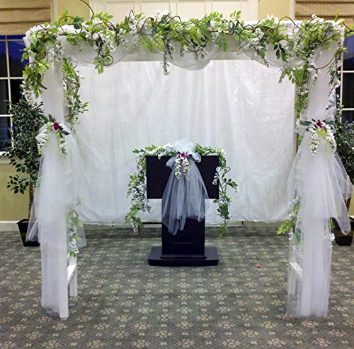 DearHouse 4-piece set of white silk Wisteria artificial flowers, 6.6 feet long, showcasing realistic floral details and vibrant white blooms.
