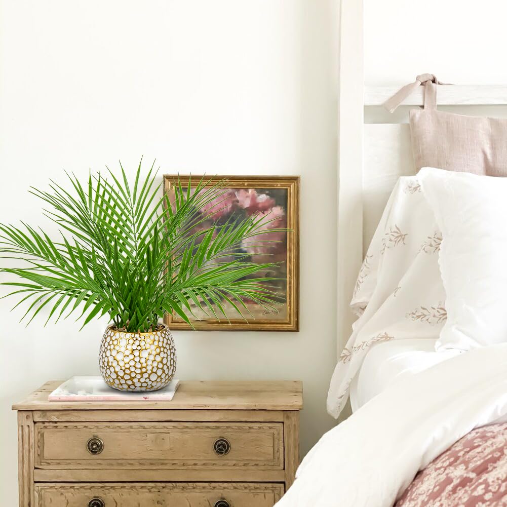 Briful Fake Plants 15 Faux Palm Plant in Gold White Pot - Briful Official Imagery - 6