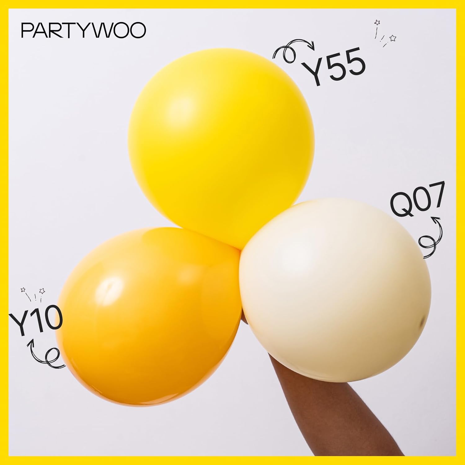 PartyWoo Yellow Balloons 127pcs Different Sizes of 18 12 10 5 Inch Matte Yellow Latex Balloon Yellow-Y55