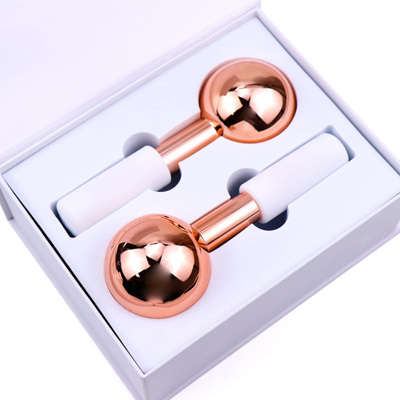 Brakverla facial ice globes and roller cryotherapy massager with rose design for cooling skincare treatment.
