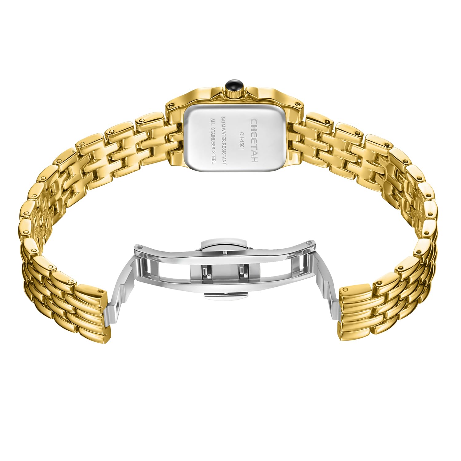 CHEETAH Gold Watch for Women Small Vintage Bracelet Rectangular Roman - View 5