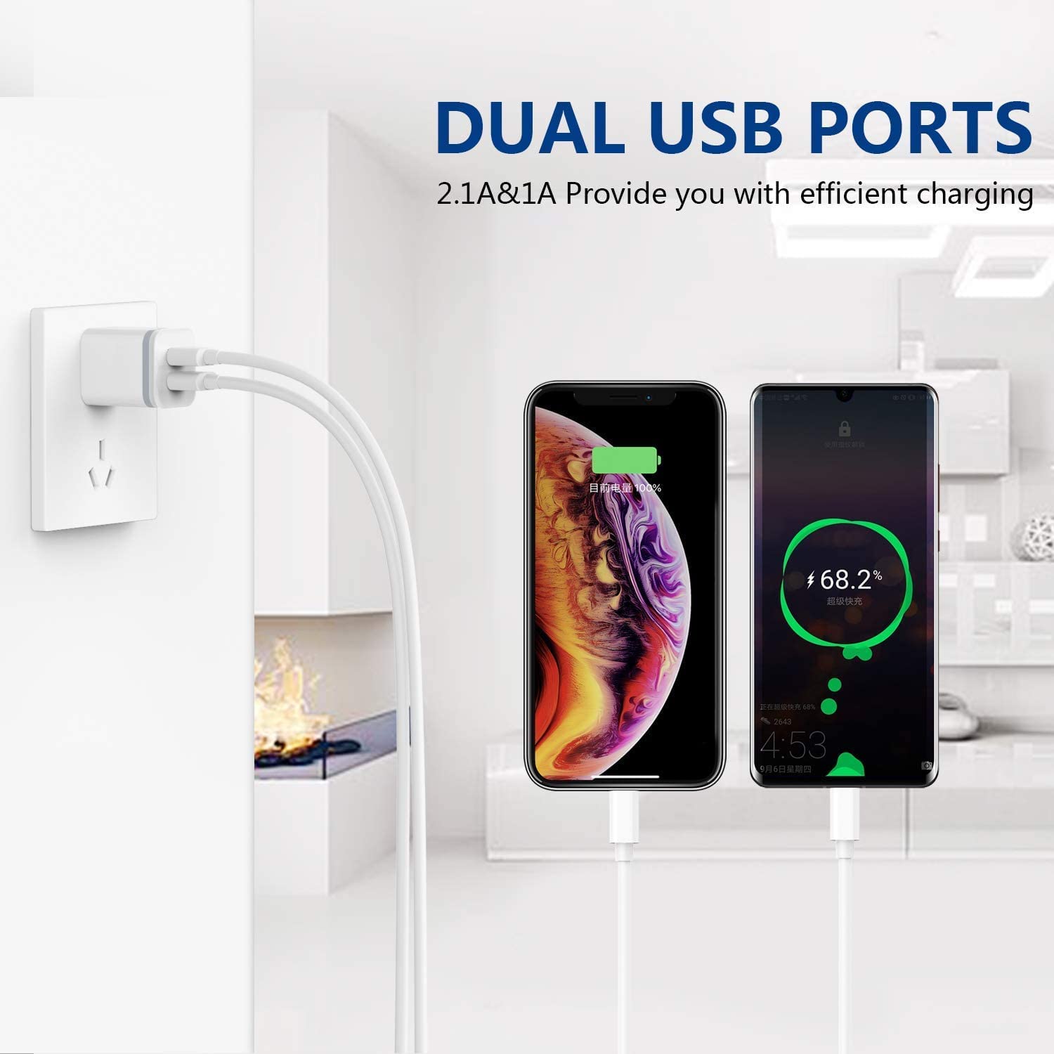 USB Wall Charger, LUOATIP 3 - Pack 2.1A 5V Dual Port Cube Power Adap - LUOATIP Official Product View 5