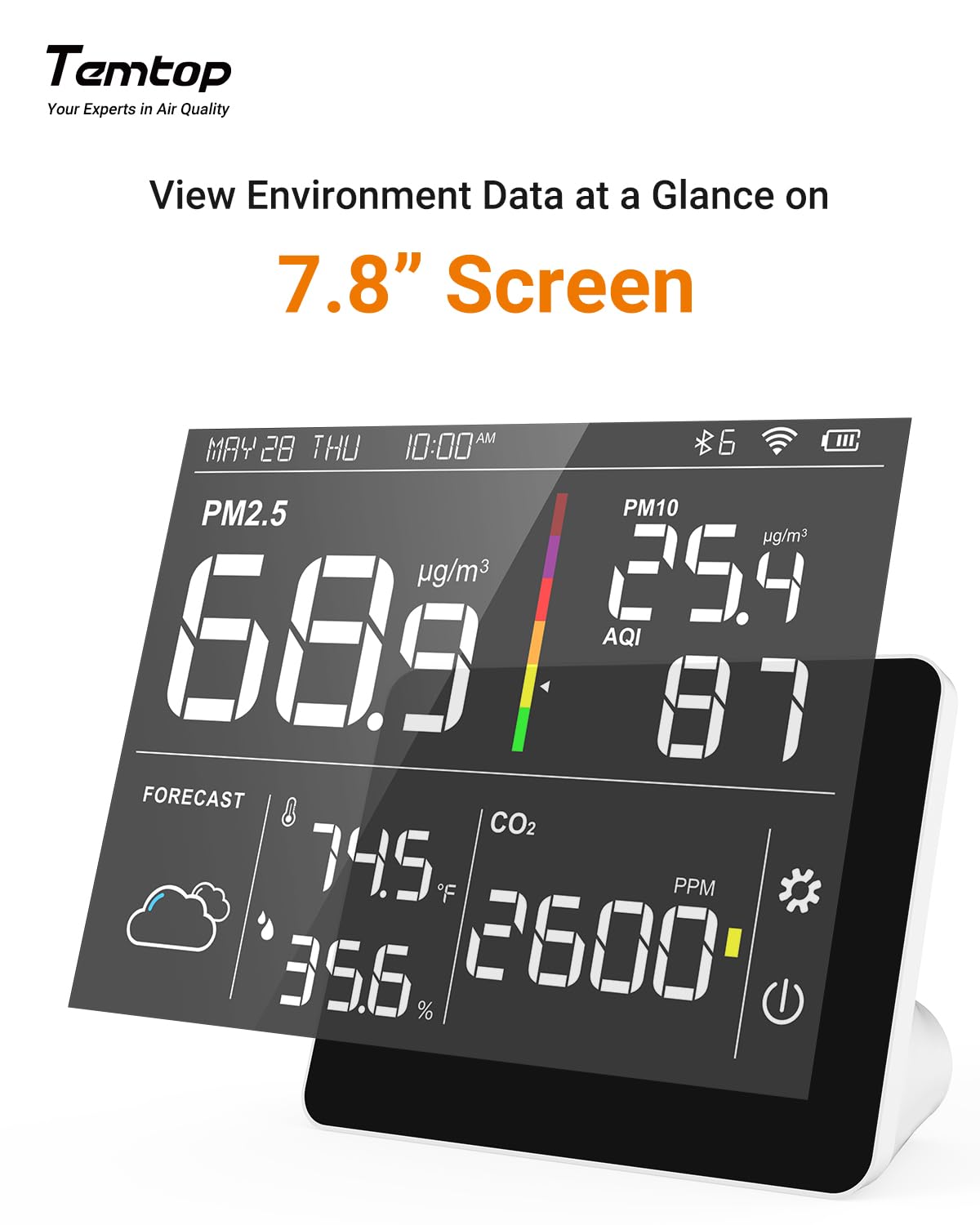 Temtop M100 8-in-1 Wi-Fi Air Quality Monitor