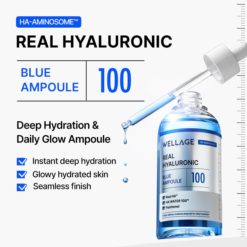 WELLAGE Real Hyaluronic Blue Ampoule 100, Korean Skincare, Fragrance Free - WELLAGE Official Product View 5