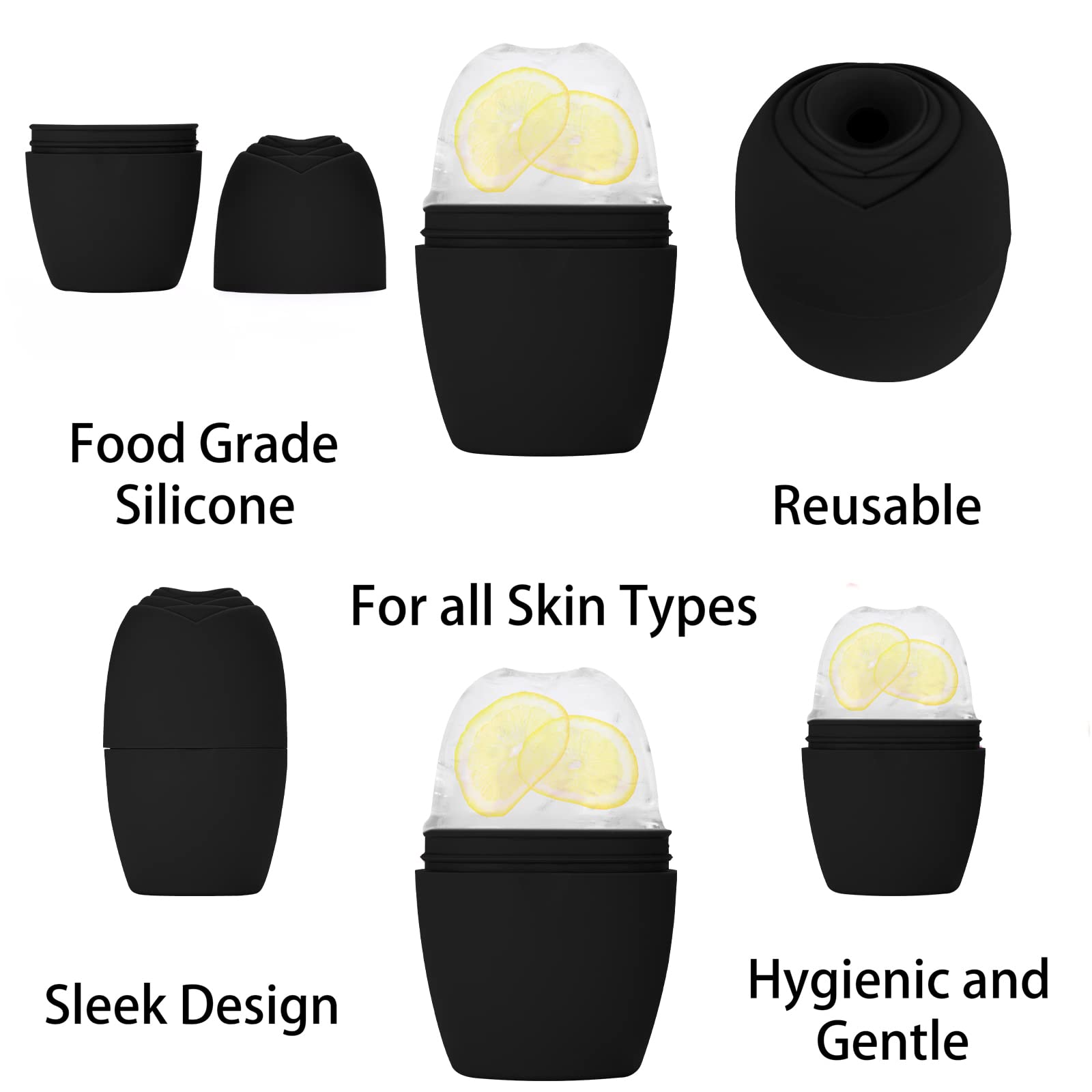 Evmliy Ice Face Roller 2-Pack silicone facial massagers with textured rollers for cooling and soothing skin care.