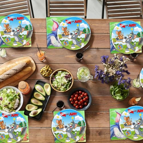 40Pcs Tom and Jerrys Party Supplies 20 plates, 20 napkins for - Product Imagery