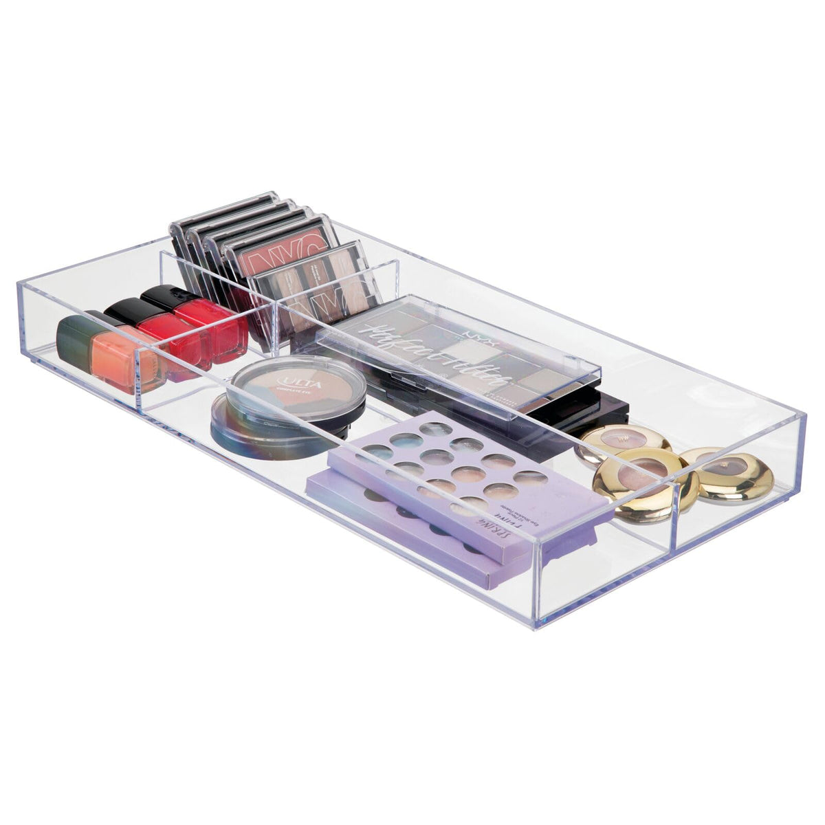 mDesign Plastic Divided Makeup Organizer Holder Tray for - mDesign Official Imagery - 1