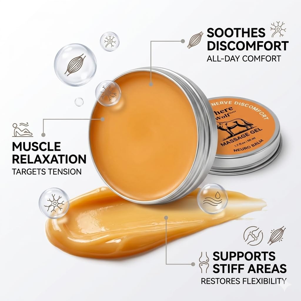 TheraWolf Pain Relief Balm herbal cooling cream in a jar, moisturizing skin with soothing herbal ingredients.