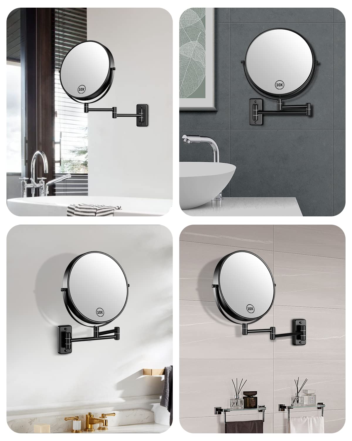 Gospire 9 Large Size Wall Mount Magnifying Mirror 1X 10X - Gospire Official Imagery - 8