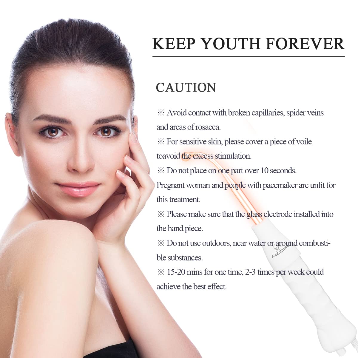 Face Skin Care Wand FAZJEUNE High F requency Facial Device - FAZJEUNE Official Imagery - 6