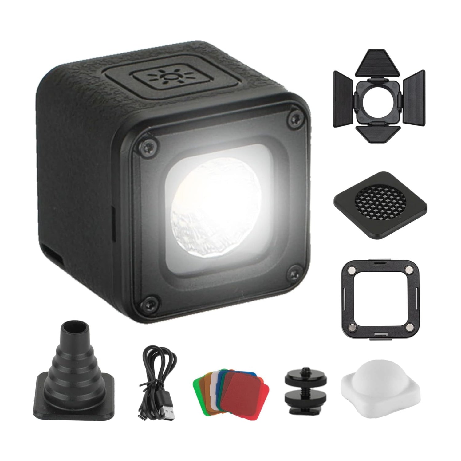 SmallRig RM01 Mini LED video light with waterproof design and 8 color filters, portable lighting kit for videography.