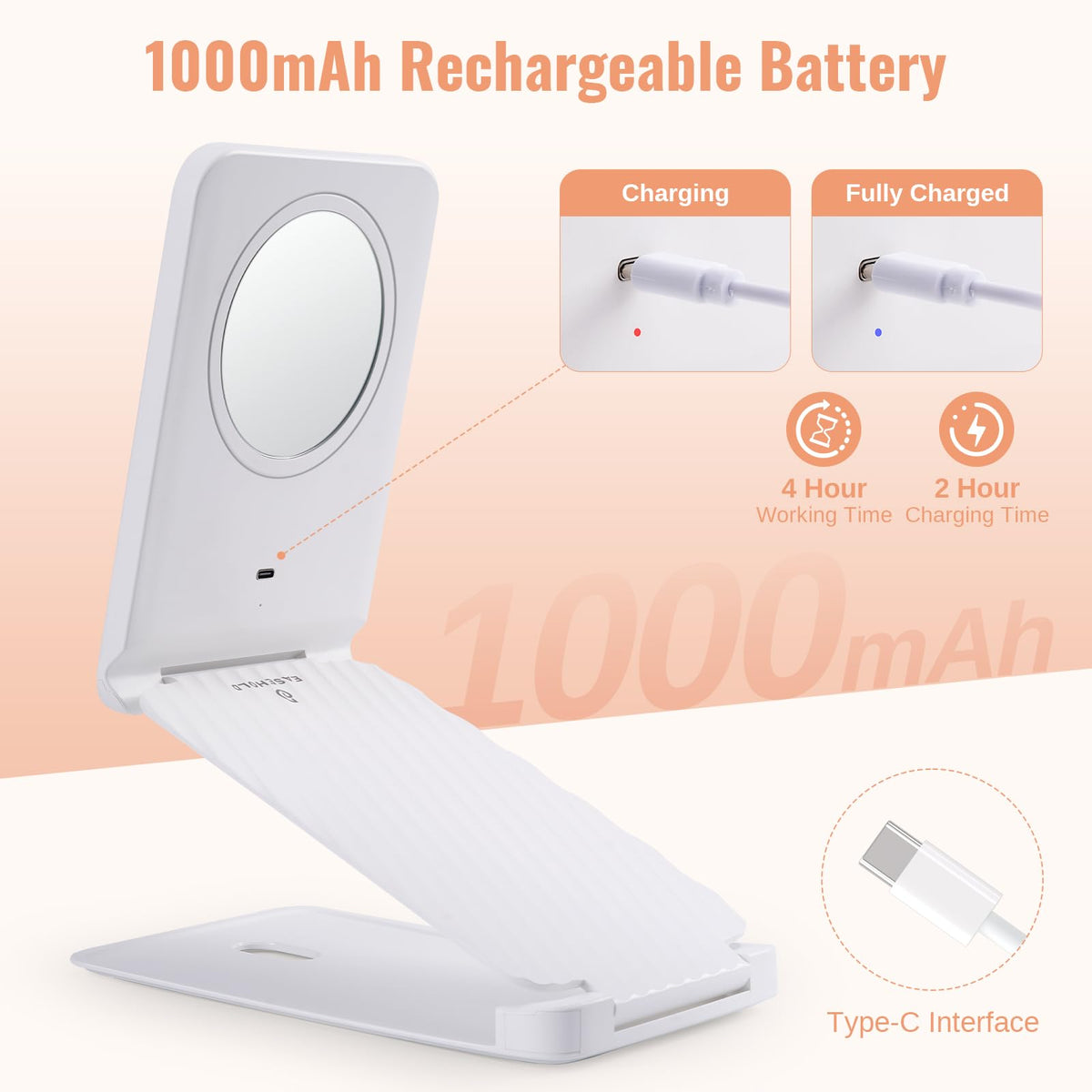 Travel Makeup Mirror with Lights Rechargeable 1X 3X - EASEHOLD Official Imagery - 7