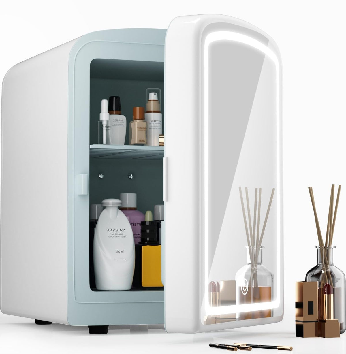 4L Mini Skincare Fridge with Dimmable LED Mirror Portable - COYCYQI Official Imagery - 8