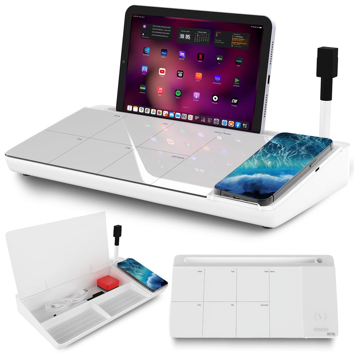 NEXTLUXE Glass Desk Whiteboard with Wireless Charger - NEXTLUXE CREATIONS Official Imagery - 2