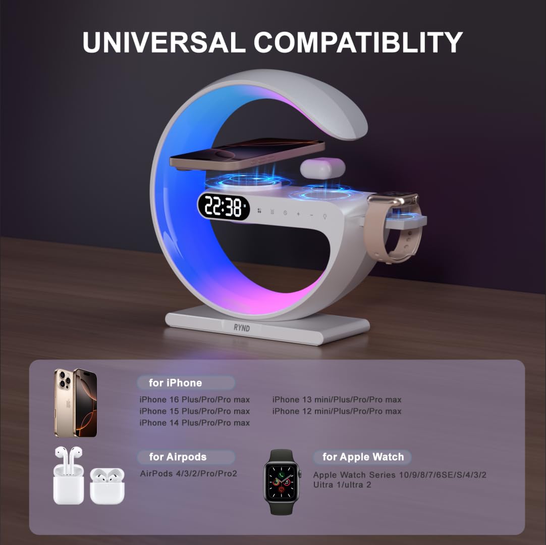RYND 2026 Magnetic 5 in 1 Speaker Alarm Clock with Wireless - RYND Official Imagery - 3