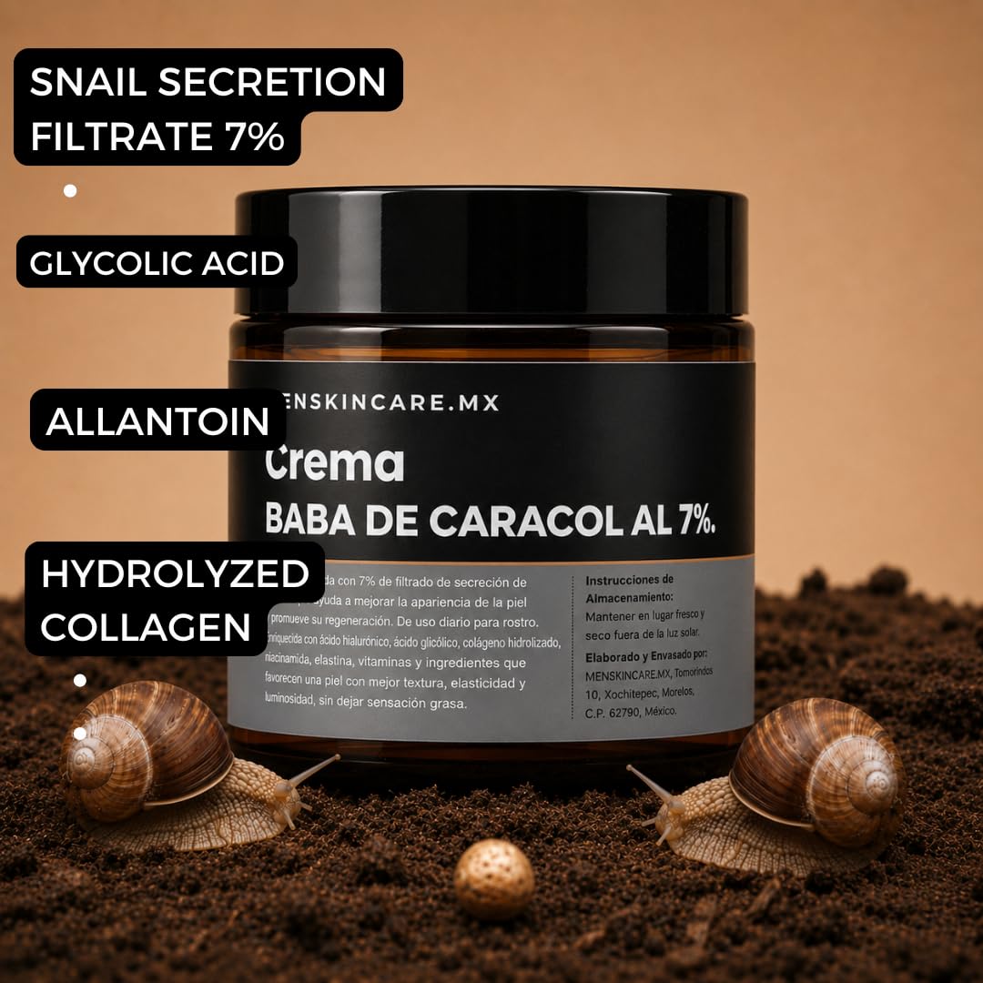 100g Snail Slime Cream for Men regenerates damaged skin - MENSKINCARE.MX Official Imagery - 5