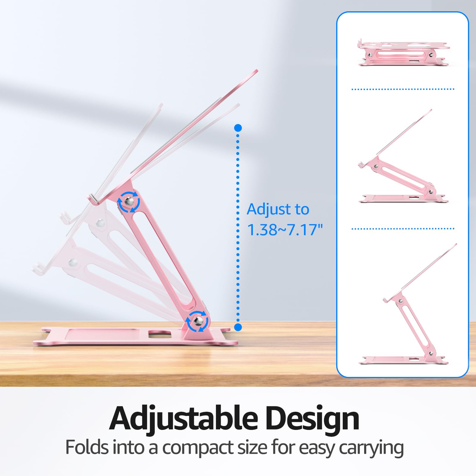 Urmust Adjustable Laptop Stand – Ergonomic Riser, Pink
