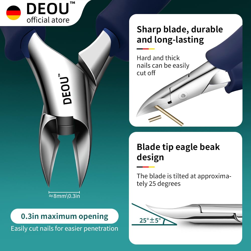 DEOU Podiatrist Nail Clippers for Thick Nails – Men & Women