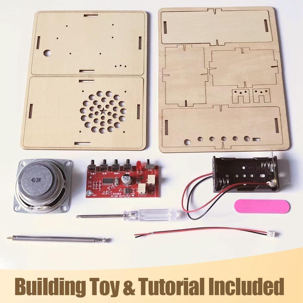 ANNISOKA STEM science kit for kids ages 6-8-13, DIY radio building craft with colorful components and electronic parts.