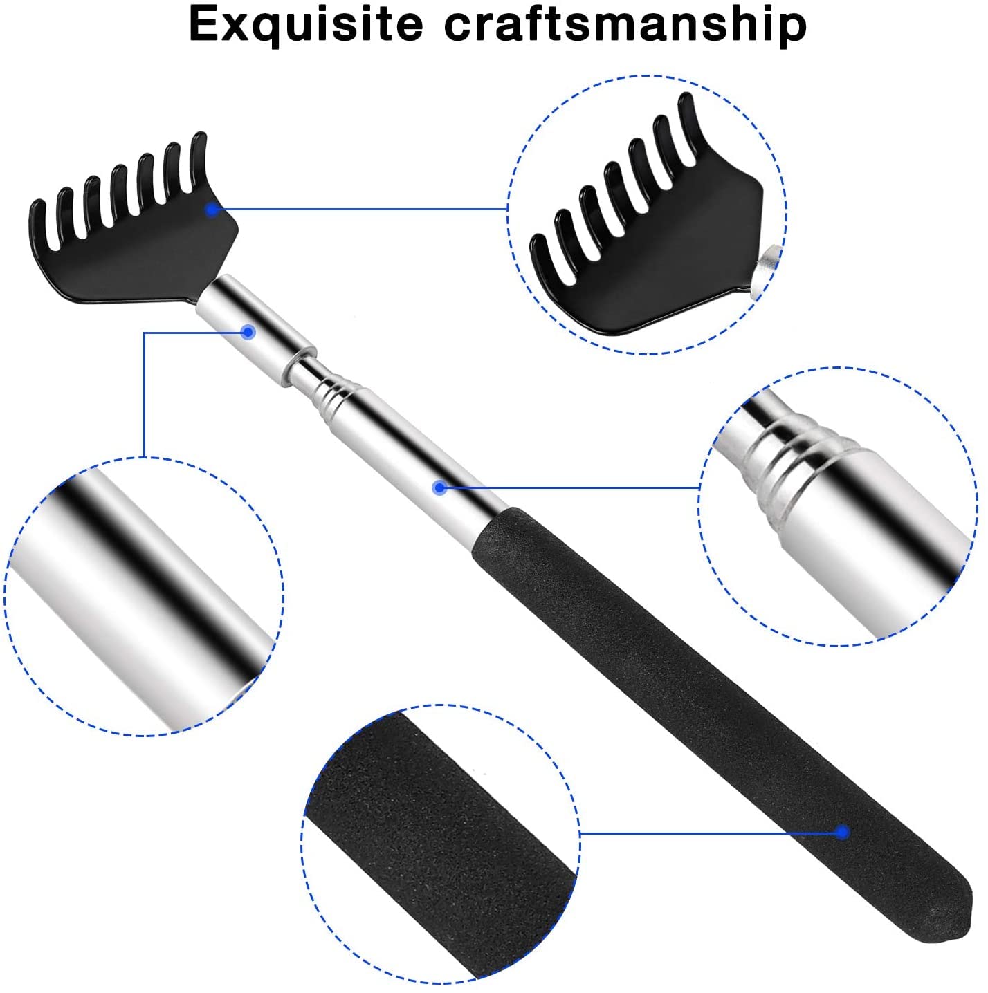 Kuvvfe 2 Pack Extendable Back Scratcher, Stainless Steel Telescoping S - View 7