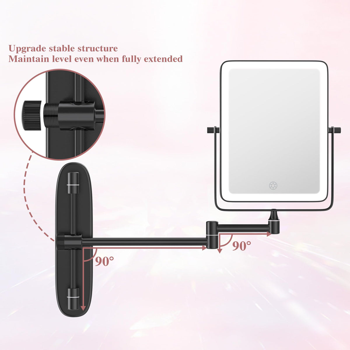 QiMH Wall Mounted Lighted Makeup Mirror Rectangle Double - QiMH Official Imagery - 7