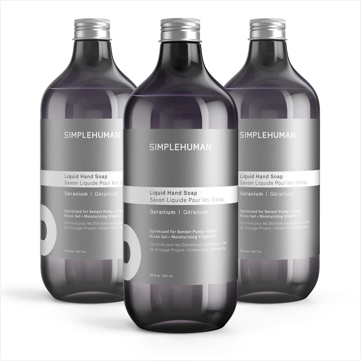 simplehuman Geranium Liquid Hand Soap Refill Bottle 3 Pack - simplehuman Official Imagery - 2