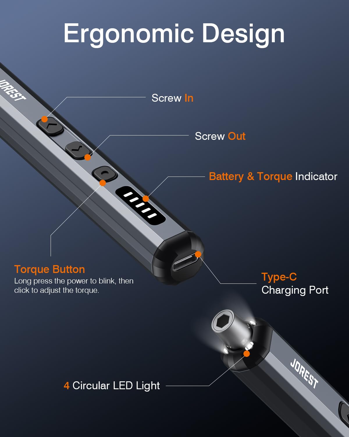 JOREST Mini Electric Screwdriver Small Cordless Precision - Jorest Official Imagery - 4